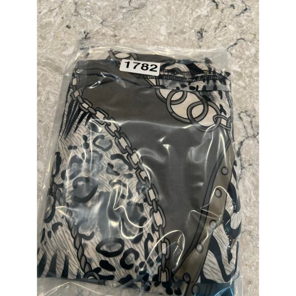 Short Sleeve V-Neck Tunic Dress Silver Blue Zebra Size Small JL - Picture 8 of 8